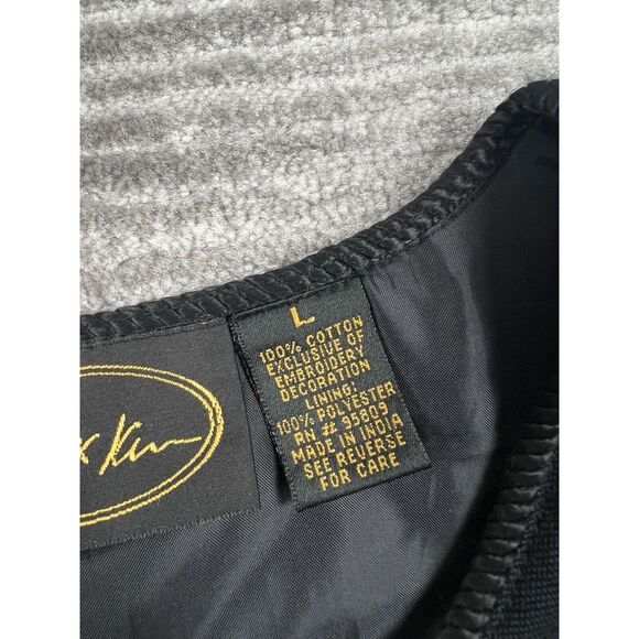 Alex Kim Jacket Womens‎ Large Black Floral Embroidered Cotton Art To Wear - Picture 11 of 12